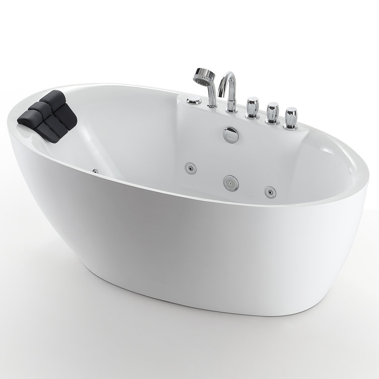 Empava 71" x 34" Freestanding Whirlpool Acrylic Bathtub with Faucet